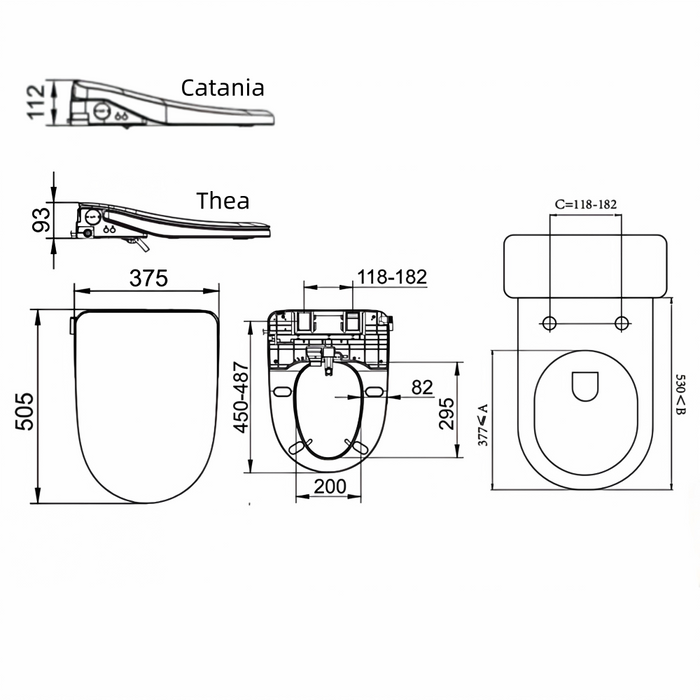 655*375*870mm Lafeme Thea/Catania Vega Rimless Tornado Back To Wall Smart Toilet Suite With Extra Height
