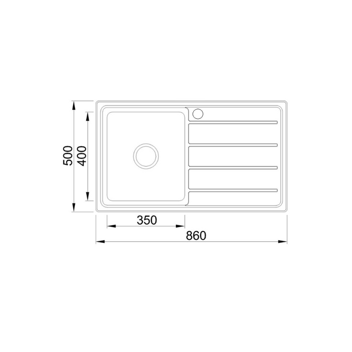 860*500*200mm BK Traditionell Chrome Square Top Mount Single Bowl Laundry Kitchen Sink With One Tap Hole