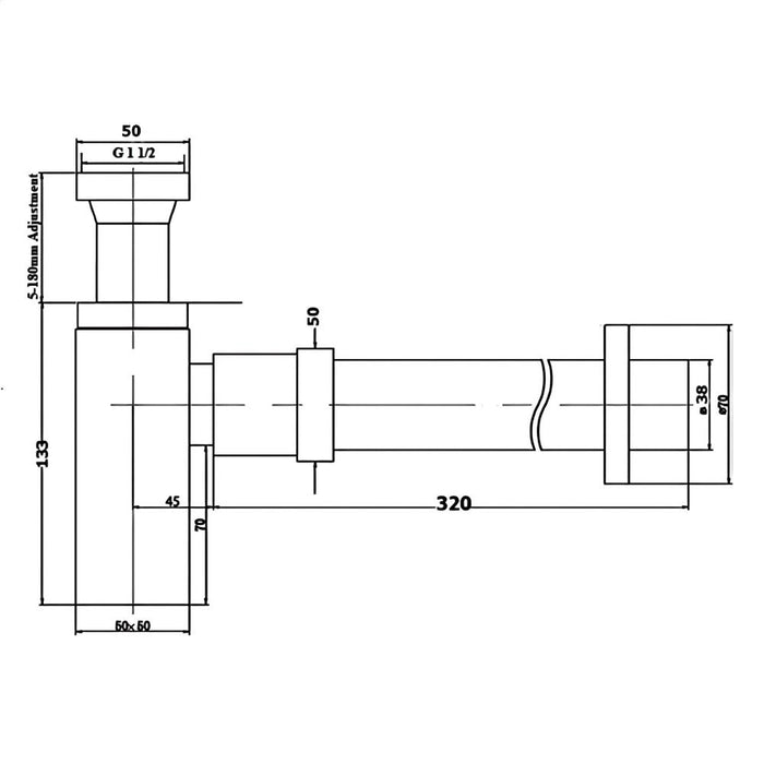 BK Handel  Brass Bottle Trap 40mm
