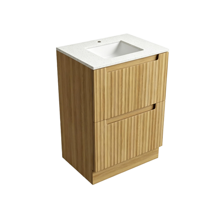 600*460*850mm Aulic Lovina Harvest Oak Plywood Fluted Freestanding Vanity