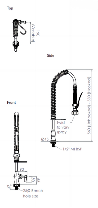 Compact Single Hob Mount Pre-Rinse