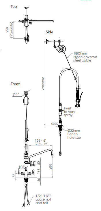 Stainless Steel Line Retractor Dual Hob Mounted Pre Rinse Unit With Pot Filler - HD reno