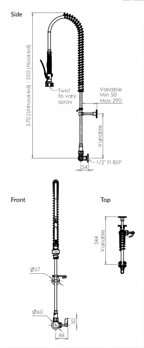 Stainless Steel Single Wall Mount Pre-Rinse - HD reno