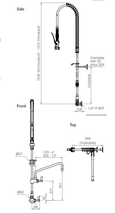 Stainless Steel Single Wall Mount Pre-Rinse with Pot Filler - HD reno