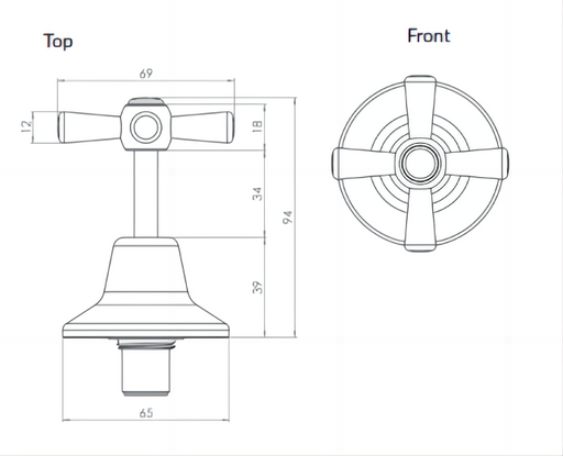 Pair Cross Handle Wall Top Assembly - HD reno