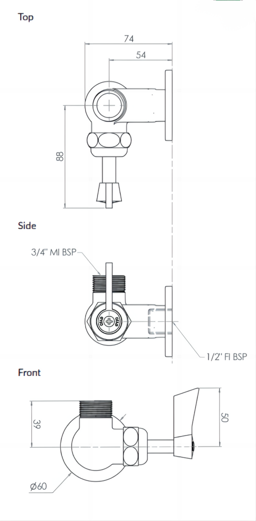 Stainless Steel Single Wall Mount Body - HD reno
