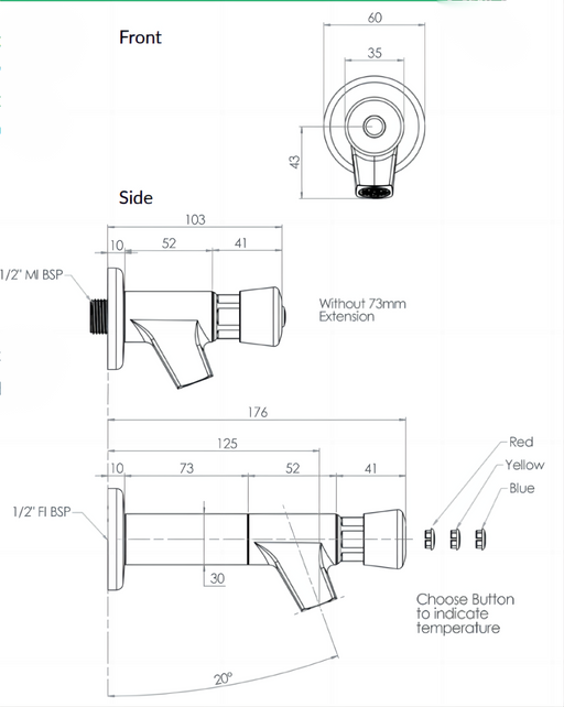 Stainless Steel Push Button Bib Tap - Adjustable Timed Flow/Mechanical Operation - HD reno