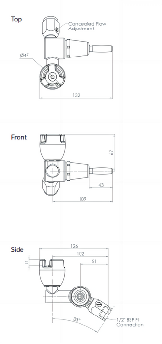 Lever Handle 45 Degree Bubbler With Silicone Mouthguard