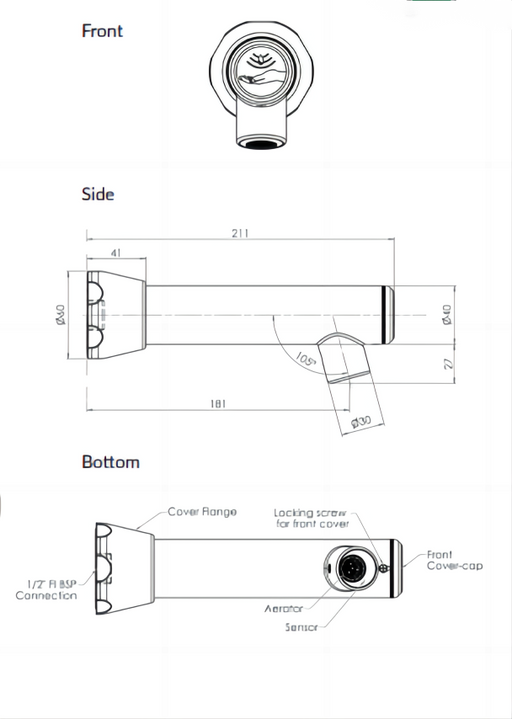 Full Stainless Steel Construction Wall Mounted Sensor Tap - HD reno