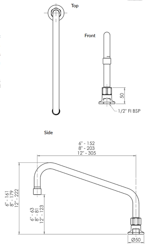 Stainless Steel Hob Mount (No Stops) with Swivel Spout - HD reno