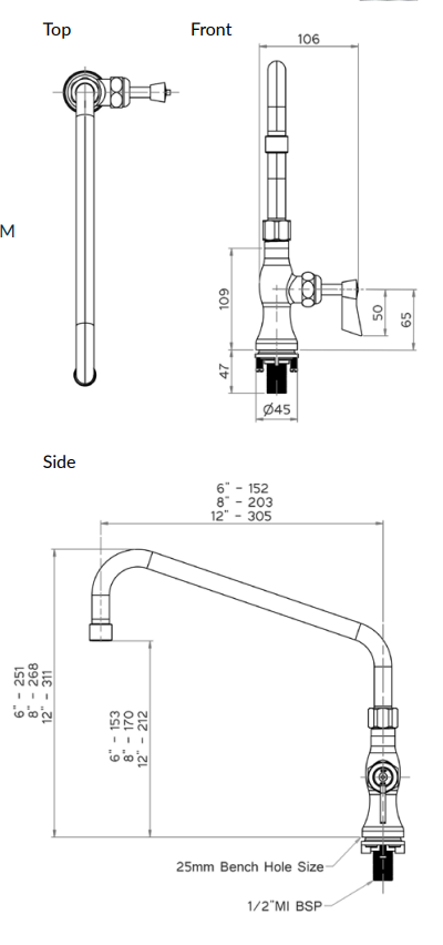 Stainless Steel Single Hob Mount Tap Body with Single Control and Swivel Spout - HD reno