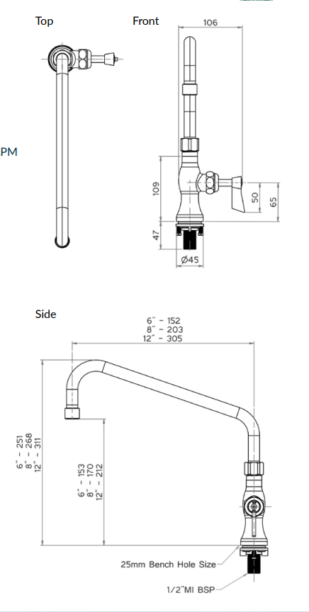 Stainless Steel Single Wall Mount Body with Single Control and Standard Swivel Spout - HD reno