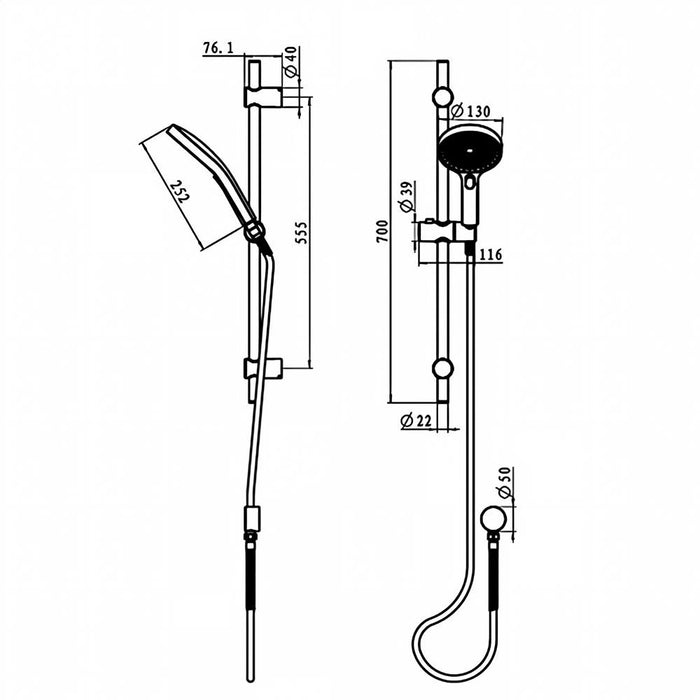 Linkware The Gabe Round Three Function Hand Shower On Rail