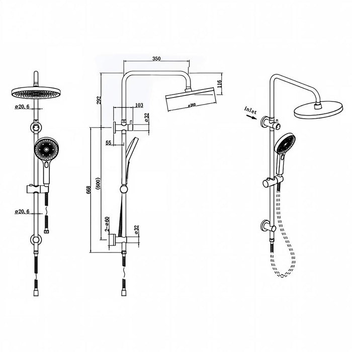Linkware The Gabe Round Twin Shower With Adjustable Slide Rail
