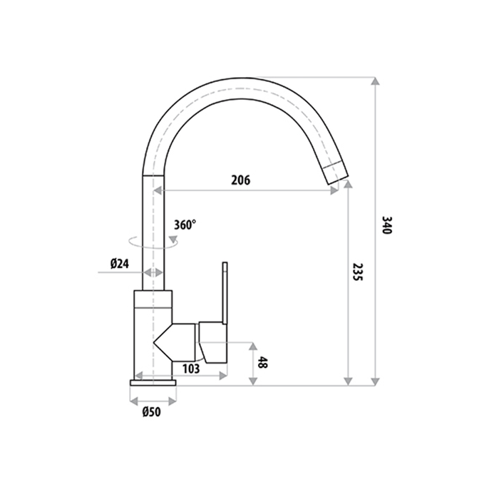 Loui Sink Mixer Matt Black Swivel Spout