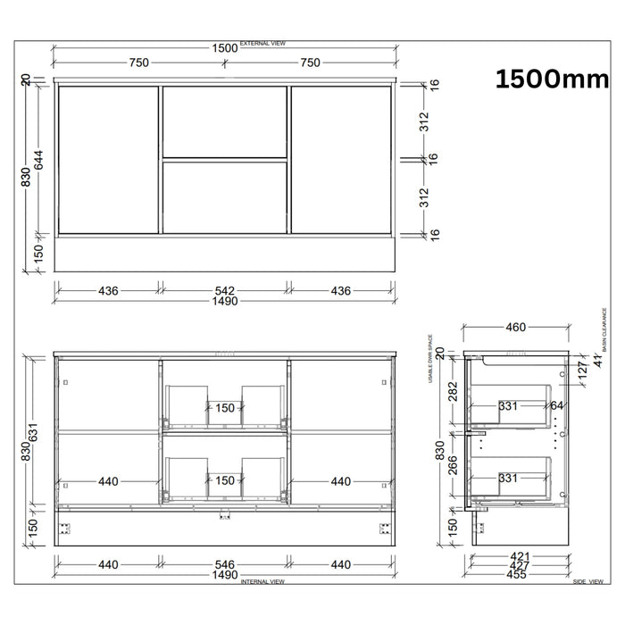 TIMBERLINE TAKANO CUSTOM FLOOR STANDING VANITY (ALL SIZING)