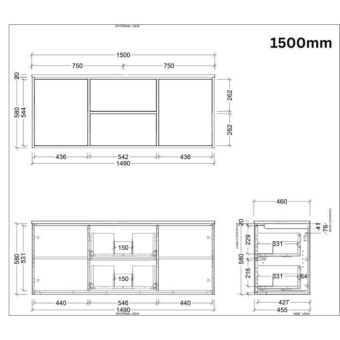 TIMBERLINE TAKANO CUSTOM WALL HUNG VANITY (ALL SIZING)