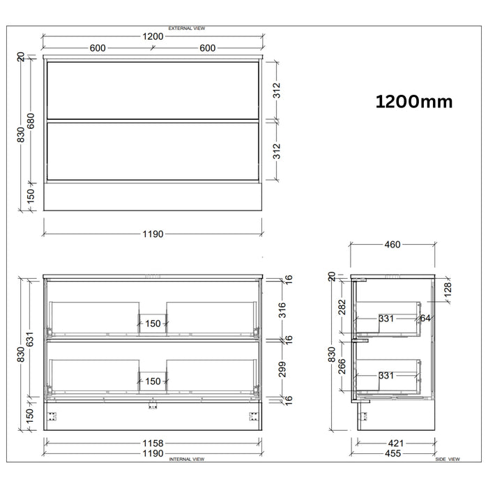 TIMBERLINE TARO CUSTOM FLOOR STANDING VANITY (ALL SIZING)