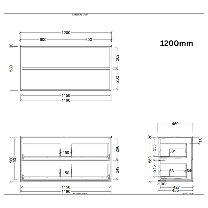 TIMBERLINE TARO CUSTOM WALL HUNG VANITY (ALL SIZING)