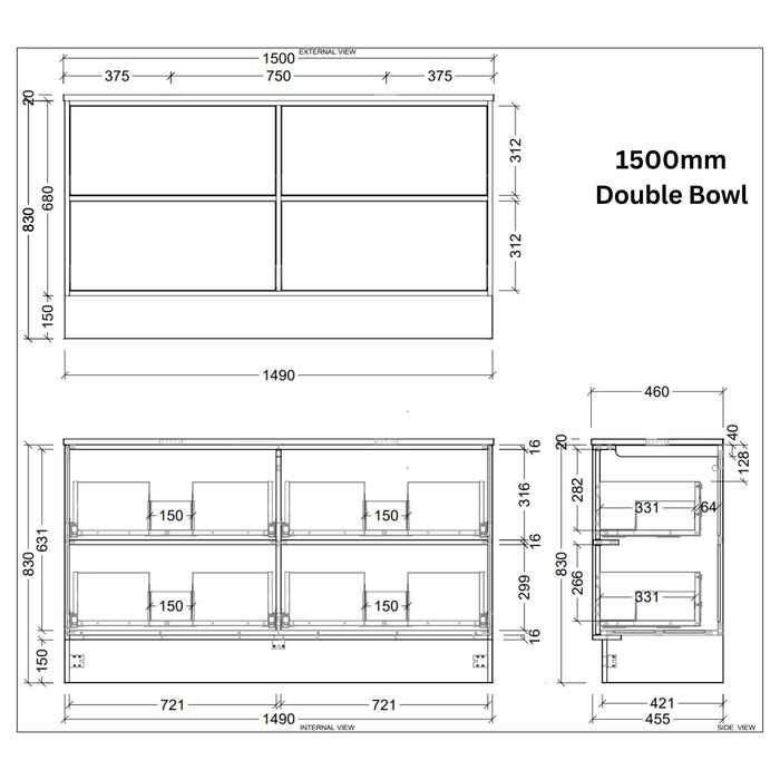 TIMBERLINE TARO CUSTOM FLOOR STANDING VANITY (ALL SIZING)