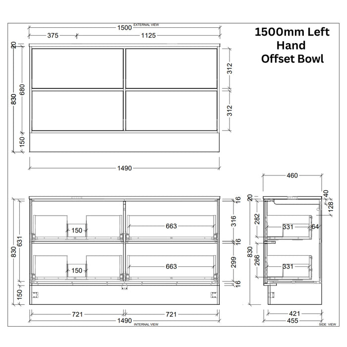 TIMBERLINE TARO CUSTOM FLOOR STANDING VANITY (ALL SIZING)