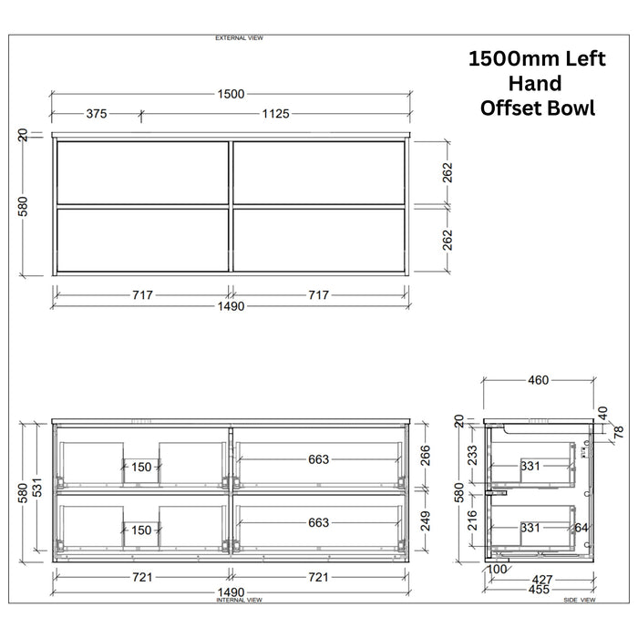 TIMBERLINE TARO CUSTOM WALL HUNG VANITY (ALL SIZING)