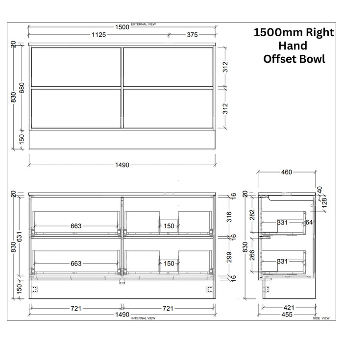 TIMBERLINE TARO CUSTOM FLOOR STANDING VANITY (ALL SIZING)