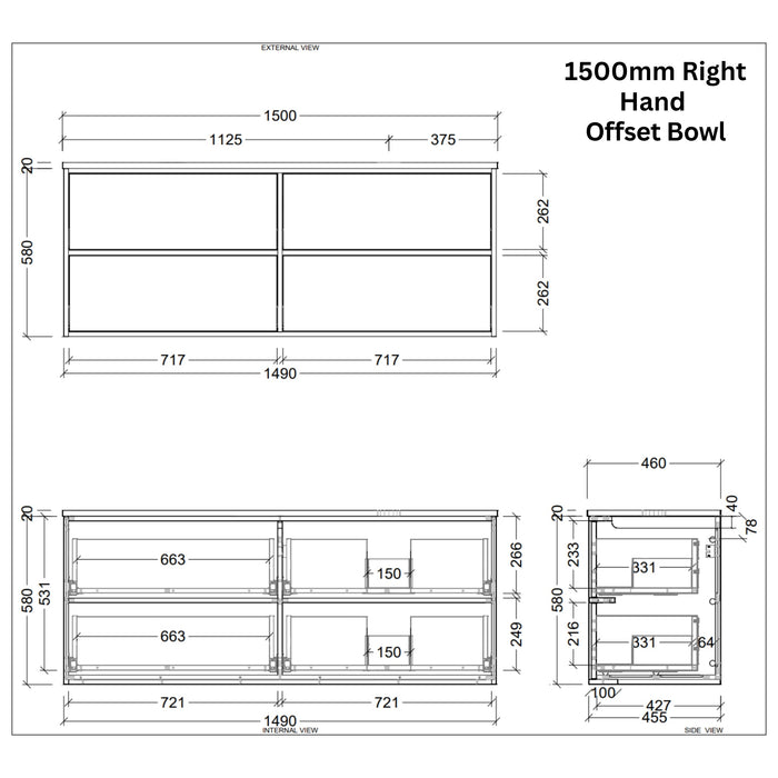 TIMBERLINE TARO CUSTOM WALL HUNG VANITY (ALL SIZING)