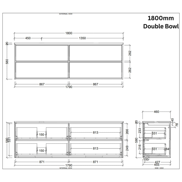 TIMBERLINE TARO CUSTOM WALL HUNG VANITY (ALL SIZING)
