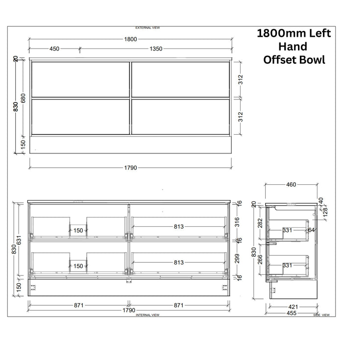 TIMBERLINE TARO CUSTOM FLOOR STANDING VANITY (ALL SIZING)
