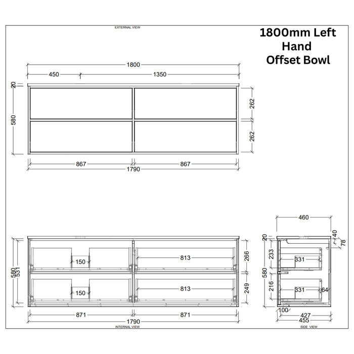 TIMBERLINE TARO CUSTOM WALL HUNG VANITY (ALL SIZING)