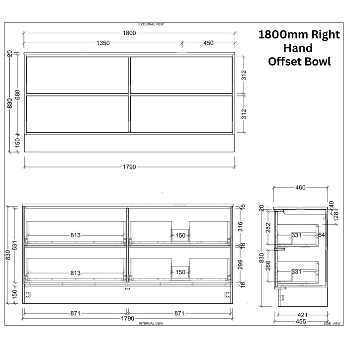 TIMBERLINE TARO CUSTOM FLOOR STANDING VANITY (ALL SIZING)