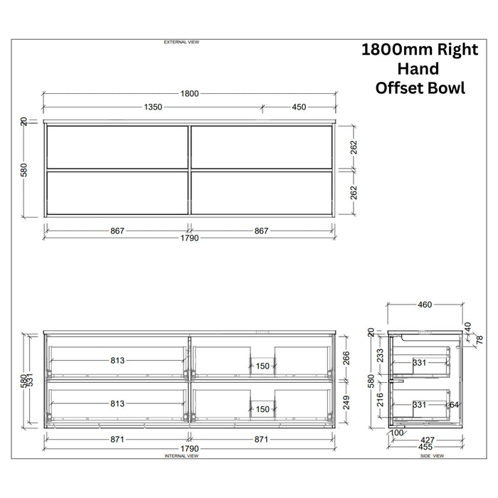 TIMBERLINE TARO CUSTOM WALL HUNG VANITY (ALL SIZING)