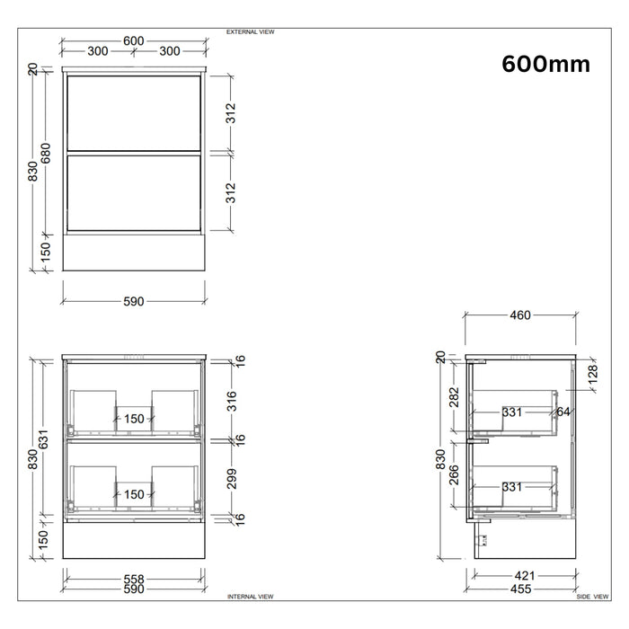 TIMBERLINE TARO CUSTOM FLOOR STANDING VANITY (ALL SIZING)