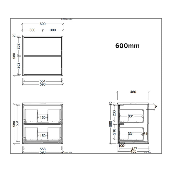 TIMBERLINE TARO CUSTOM WALL HUNG VANITY (ALL SIZING)