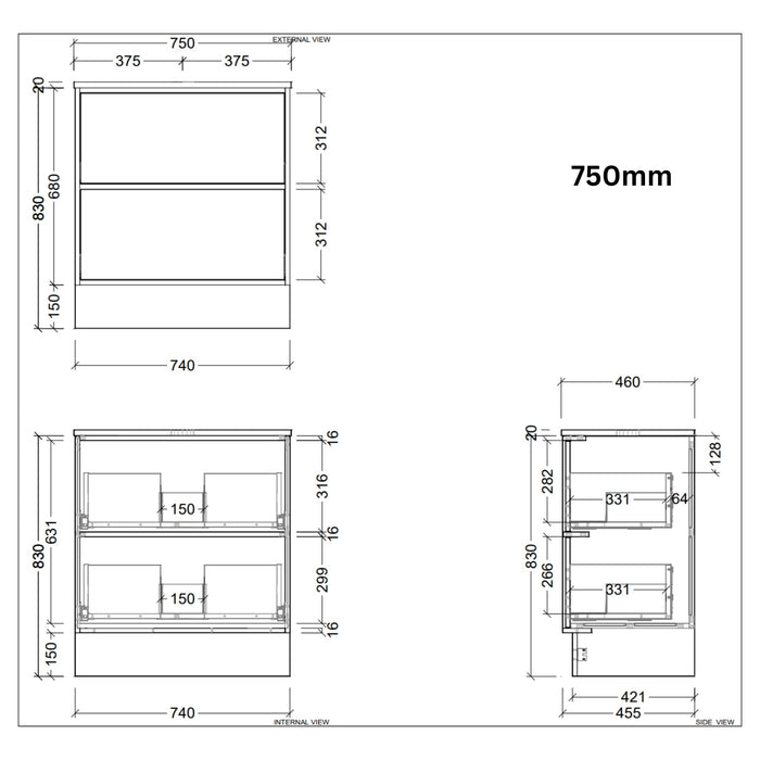 TIMBERLINE TARO CUSTOM FLOOR STANDING VANITY (ALL SIZING)