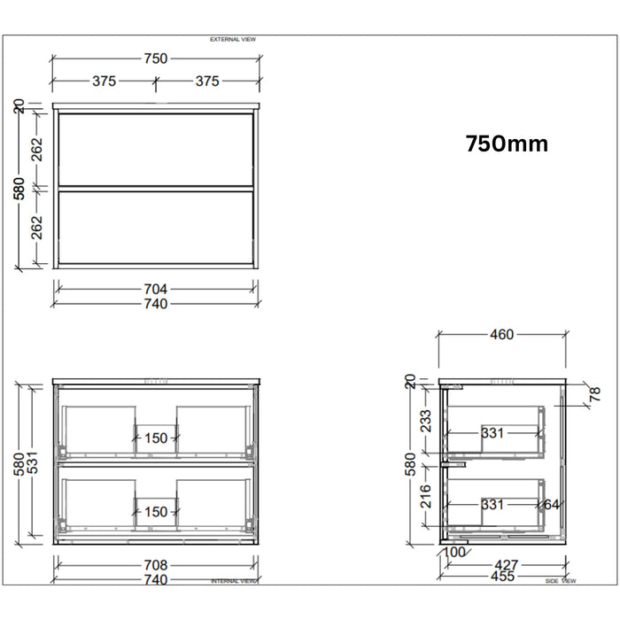TIMBERLINE TARO CUSTOM WALL HUNG VANITY (ALL SIZING)