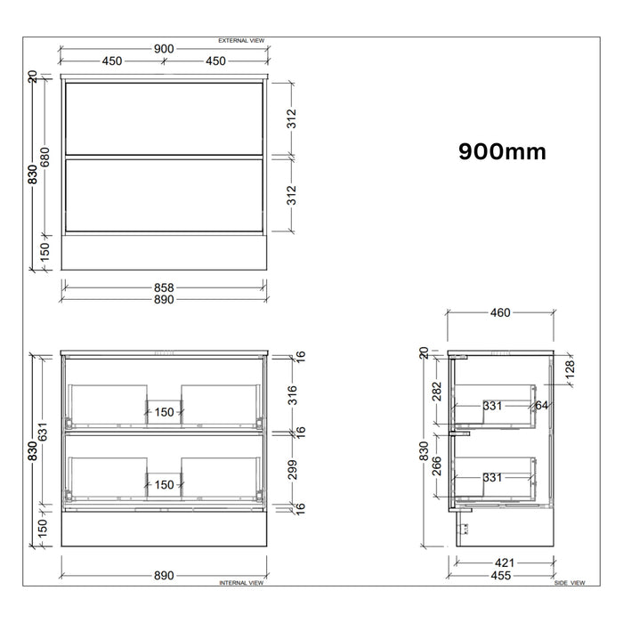 TIMBERLINE TARO CUSTOM FLOOR STANDING VANITY (ALL SIZING)