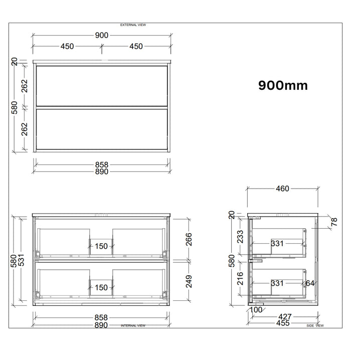 TIMBERLINE TARO CUSTOM WALL HUNG VANITY (ALL SIZING)