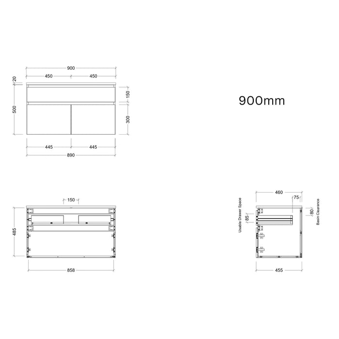 TIMBERLINE TAYLOR CUSTOM WALL HUNG VANITY (ALL SIZING)