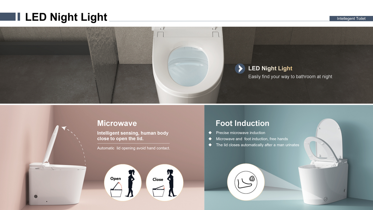 396*686*490mm Sunny Round Cistern-Integrated NightLight Antibacterial Remote Control Smart Toilet