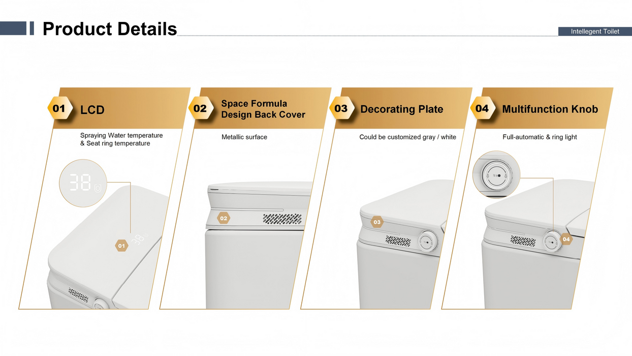 396*686*490mm Sunny Round Cistern-Integrated NightLight Antibacterial Remote Control Smart Toilet