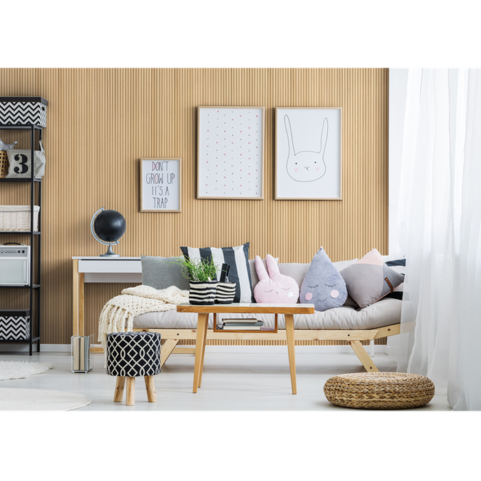 25mm Natural Oak Round Timber Veneer Flexible Wall Panel