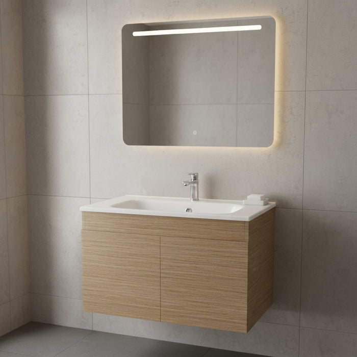 TIMBERLINE ROCKFORD PRIME OAK WOODMATT 750MM SINGLE BOWL WALL HUNG VANITY