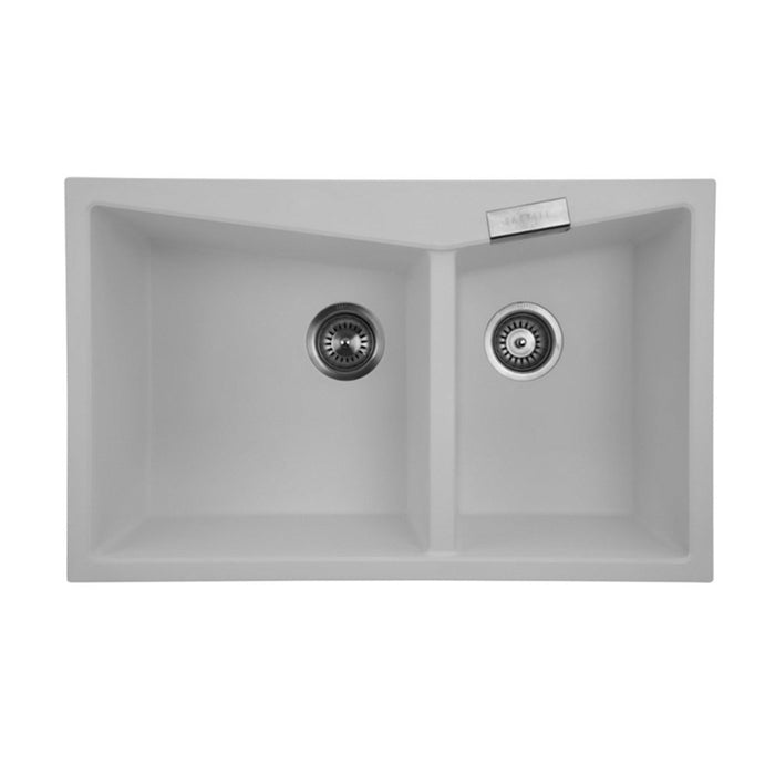 800*500*220mm Carysil Black/Concrete Grey/White Double Bowl Granite Kitchen Sink Top/Flush Mount
