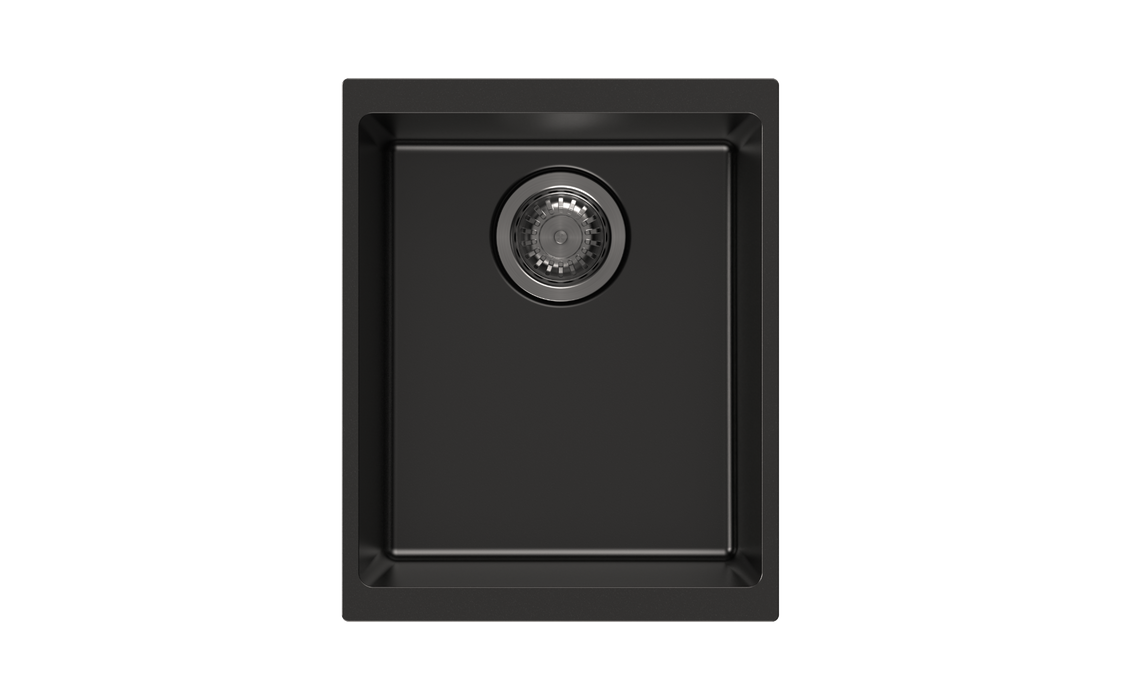 370*460*200mm ACA Carysil Black Single Bowl Granite Top/Flush/Under Mount Kitchen/Laundry Sink