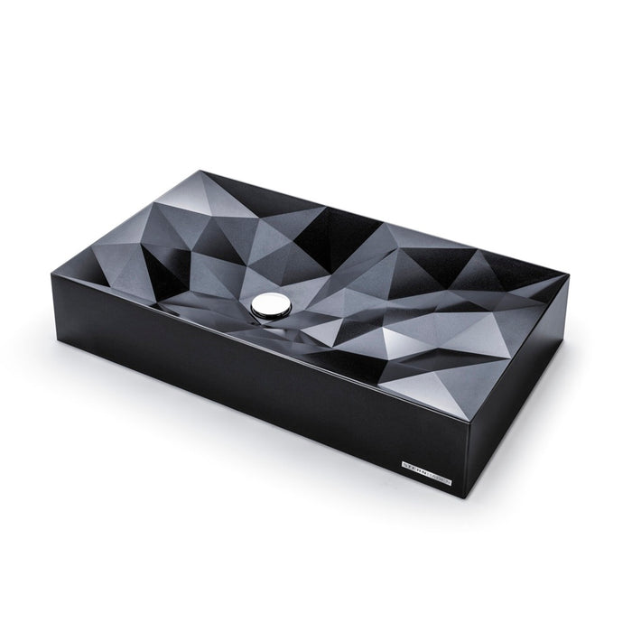 715*415*130mm Aquaperla Glossy Black Sani-Quartz Above Counter Basin