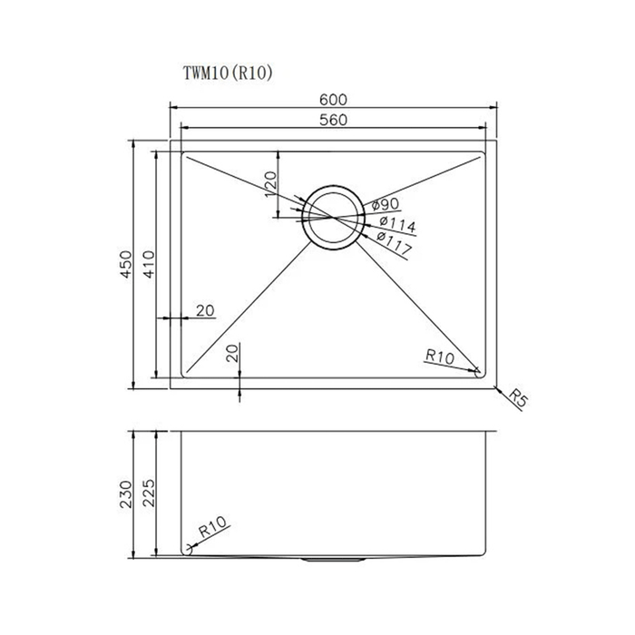 600*450*230/300mm ACA 1.2mm Stainless Steel PVD Coating Single Bowl Kitchen Sink