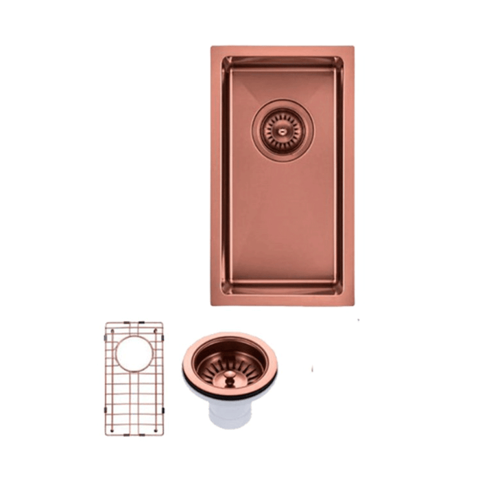 250*450*215mm ACA 1.2mm Copper Stainless Steel PVD Coating Round Corner Single Bowl Kitchen Sink