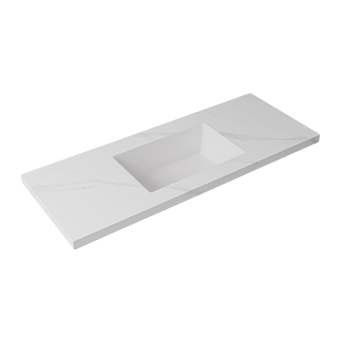 600-1500*460mm Lukka Carrara White Sintered Stone Seamless Joined With Fine Ceramic Basin Top